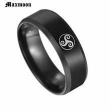 Мужское кольцо из титановой стали Maxmoon, черное кольцо с логотипом волка для подростков, ювелирные изделия в подарок 2024 - купить недорого