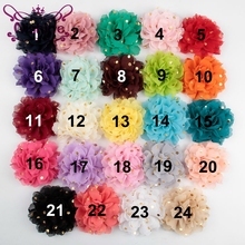 Nishine 120pcs/lot 4" Chiffon Dot Fabric Flower Artificial Hair Flower For Kids Girl Headwear Hair Clips Diy Accessory 2024 - buy cheap