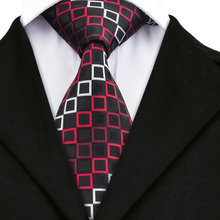 DN-1104 галстук красный черный, белый цвет плед 2016 Классические Модные Для мужчин 100% жаккардовые шелковые галстуки для Для мужчин Формальные Свадебная вечеринка жених 2024 - купить недорого