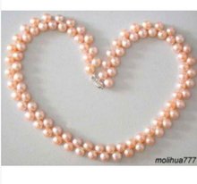 Charming Two Rows Genuine Pink Pearl Necklace pendant 2024 - buy cheap