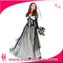 Бесплатная доставка, костюм зомби для невесты на Хэллоуин, нарядное платье духовной любви, полный длинный костюм с призрачным черепом, платье для костюмированной вечеринки на Хэллоуин 2024 - купить недорого