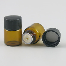 Mini frasco de vidro âmbar para amostra de óleo essencial, frasco de vidro pequeno marrom de 1cc para uso de óleo essencial, 500x1ml 2024 - compre barato