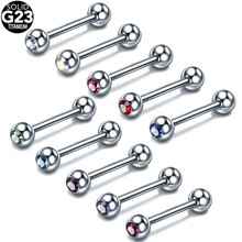 1PC 14G G23 Titanium CZ Gem Tongue Bar Stud Rings Nipple Mamilo Piercing Earring Helix Barbell Stud Lip Ear Piercings Jewelry 2024 - buy cheap