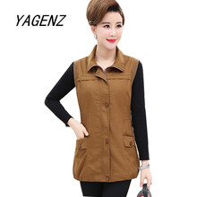 Spring autumn new sleeveless Middle-aged women vest jacket medium long slim vest jacket large size solid vest casual tops 5XL 2024 - buy cheap