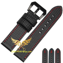 Pulseira de couro genuíno de fibra de carbono, preto, vermelho, linha 20mm, 22mm, 24mm, 26mm, acessórios para relógio, pulseira de relógio 2024 - compre barato