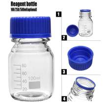 4pcs Glass Reagent bottle With blue screw cover Cap 100ml Graduation Sample Vials Plastic Lid School Supplies Lab Equipments 2024 - купить недорого