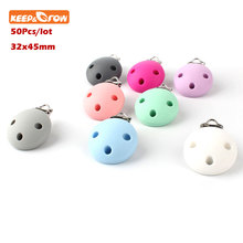 Keep & grow 50 pçs redonda bebê chupeta clipe mordedor mordedor perle silicone seguro suporte toalha saliva anti queda clipes recém-nascido 2024 - compre barato