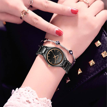SUNKTA-reloj de cuarzo impermeable para mujer y niña, cronógrafo de cerámica negra y oro rosa, sencillo, informal, a la moda 2024 - compra barato