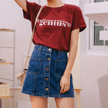 Denim Skirt High Waist A-line Mini Skirts Women 2019 Summer Single Button Pockets Blue Jeans Short Skirt 2024 - buy cheap