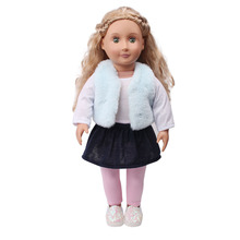 Doll clothes fur suit blue set pink pant toy accessories fit 18 inch Girl dollS and 43 cm baby doll c709 2024 - buy cheap
