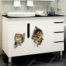 Наклейки на стену «сделай сам» в форме симпатичного кота, декоративные настенные 3d-постеры для кухни, туалета, холодильника, водонепроницаемые Мультяшные наклейки 2024 - купить недорого