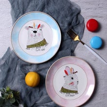 8 Inch Round Ceramic Plate Nordic Glazed Cartoon Dinner Plate Porcelain Steak Dessert Cake Fruit Tray Home Breakfast Dinnerware 2024 - buy cheap