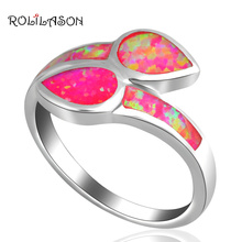 ROLILASON Party gifts ! Cute design Purple fire Opal silver plated stamp Rings fashion jewelry USA size #6.5 #6.75 #7.75 OR430 2024 - buy cheap