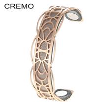 Cremo  Cuff Bangles Bracelets Femme Manchette Stainless Steel Reversible Interchangeable Stripe Pulseiras Femininas 2024 - buy cheap