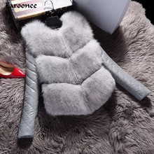Faroonee-Chaleco de piel de zorro de imitación para mujer, chaqueta delgada de alta calidad, abrigo cálido para otoño e invierno, color negro y gris 2024 - compra barato