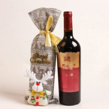 Рождественский стиль, крышка для бутылки вина, Рождественская Крышка для бутылки вина с золотой лентой, Санта-Клаус, снеговик, дорогие рождественские принадлежности 2024 - купить недорого