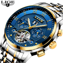 LIGE-Reloj de acero inoxidable para hombre, accesorio Masculino resistente al agua con mecanismo automático, complemento deportivo mecánico de marca de lujo perfecto para negocios 2024 - compra barato