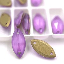 New arrival 7x15mm flatback glass sew on rhinestones Leaf shape Violet Mocha crystal rhinestones diy clothing accessories 2024 - buy cheap