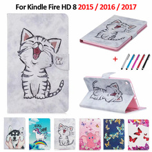 Capa protetora para tablets, capa de proteção para kindle fire hd 8 2015/2016/2017, capa de celular fofa de gato unicórnio panda coruja para kindle fire hd 8 2024 - compre barato