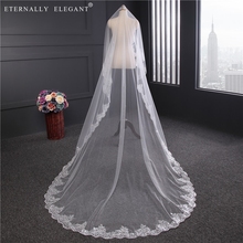 2018 3M White/Ivory Beautiful Cathedral Length Lace Edge Wedding Bridal Veil With Comb Wedding Accessories EE5011 2024 - buy cheap