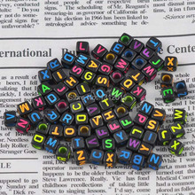Miçangas acrílicas pretas misturadas do cubo da letra do alfabeto para a jóia que faz diy 6x6mm 400 pces ykl0152 2024 - compre barato