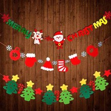 Christmas Decoration Hanging Flags Non-woven Merry Christmas Pull Flags Cloth Doors and Windows Festival Supplies High Quality 2024 - buy cheap