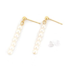 DoreenBeads Stainless Steel Ear Post Stud Earrings Gold Silver Color White Round Acrylic Imitation Pearl 33mm x 4mm, 1 Pair 2024 - buy cheap