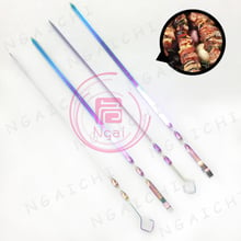 BBQ Grill Skewers Stainless Steel Colorful Roast Meat Fork Outdoor BBQ Tools Flat Meat Sticks Kabob Skewers Nontoxic Meat Needle 2024 - buy cheap