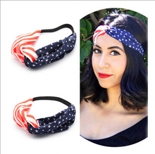 Free Shipping!2017 New 10pcs/lot American Flag Stretch Twist Headband USA Hair Band Elastic Head Wrap Turban Accessories 2024 - buy cheap