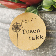 120pcs Norwegian Tusen Takk Sealing Sticker Dandelion Round Thank You Paper Sticker Party Gift Packing Sticker Cake Baking Label 2024 - buy cheap