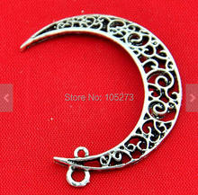 DIY Accessory Jewelry Making - 15PCS Antique Silver Filigree Moon Shape Earings Findings Charm Pendants 26x39mm 2024 - buy cheap