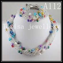 Collar de perlas auténticas hechas a mano para mujer, conjunto de joyería Multicolor de 7-8mm, perlas de agua dulce, 24 filas, Cierre magnético, regalo perfecto 2024 - compra barato
