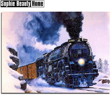 Full 5D DIY Diamond Painting Cross Stitch Smog Train On Snow Diamond Embroidery Pattern Diamond Mosaic Needlework Gift 189152 2024 - buy cheap