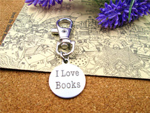 3pcs/lot high quality keychain  with 20mm  stainless steel circle round  "I love books "  charms  keychain 2024 - buy cheap