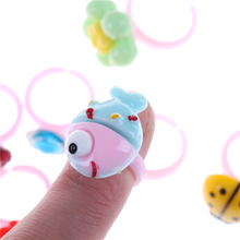 Kawaii Colorful Mini Cartoon Plastic Rings Fingers Girls Kids Children Pretend Play Beauty & Fashion Toys Birthday Party Gifts 2024 - buy cheap