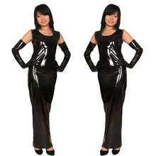 Hot Selling Sexy Black Dress Women Faux Leather  Sleeveless Dress O-Neck Bodycon Long Dress Club Party Vestidos 2024 - buy cheap