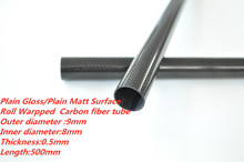 Tubo/tubo de fibra de carbono idx500mm, 1 peça, 9 mm od x 8mm idx500mm, 100% carbono completo, (rolo embalado), quadrotor, hexadrotor, modelo diy 9*8 2024 - compre barato