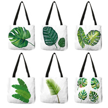 2018 bolsa tote de plantas tropicais fashion, sacos de mão estampa de abacaxi floral, cactos estampados, bolsas escolares de viagem 2024 - compre barato