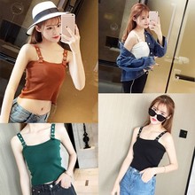 Ready Stock Summer Women Tank Top Camisole Knitted Elastic Strapless Crop Tops 2024 - buy cheap