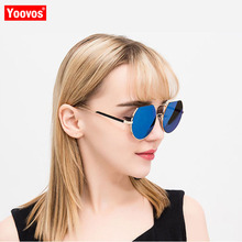 Yoovos óculos de sol feminino retrô com armação metálica, espelhado e vintage, proteção uv400 2021 2024 - compre barato