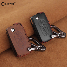 KEYYOU Leather Car Key Case Bag 3 Buttons For Peugeot 107 207 307 308 407 607 206 208 406 407 408 RCZ For Citroen C2 C3 C4 C5 C6 2024 - buy cheap
