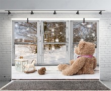 Laeacco Winter Snow Window Sill Morning Teddy Bear Rural House Interior Photographic Background Photo Backdrop For Photo Studio 2024 - buy cheap