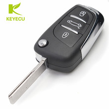 Keyecu chave remota flip modificada 2 peças, com 3 botões 433mhz id46 para peugeot citroen 0536 modelos com lâmina hu83 2024 - compre barato