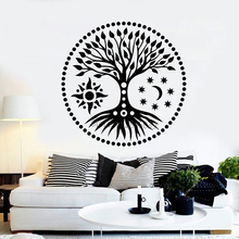 Adesivo de parede de vinil árvore da vida, sol e lua, decalque de parede estilo étnico, adesivo abstrato de árvore grande, faça você mesmo lc1021 2024 - compre barato