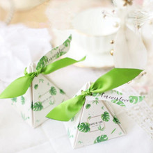 Flamingo/leaves Green Triangular Pyramid Wedding Favors and Gifts Candy Box Chocolate Box Decoration Birthday Party Bomboniera 2024 - buy cheap