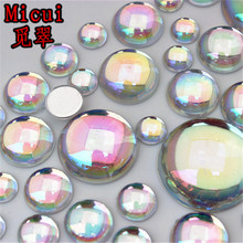 Micui 50PCS AB Round Acrylic Rhinestones Crystals stone Flatback For Clothes Arts Crafts Decorations Jewelry Accessories ZZ108 2024 - buy cheap