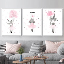 Cartoon Figure Lovely Girl Picture Home Decor Nordic Canvas Painting Wall Art Modern Pink Art Posters and Prints for Living Room 2024 - buy cheap