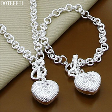DOTEFFIL AAA Zircon Heart 925 Sterling Silver Bracelet Necklace Set For Woman Wedding Engagement Party Fashion Charm Jewelry 2024 - buy cheap
