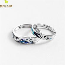 Flyleaf 925 Sterling Silver Enamel Drop Glaze Couple Rings For Male Women Fashion Fine Jewelry Lovers' Open Ring Men Adjustable 2024 - buy cheap