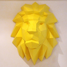 3D бумажная модель с головой льва, бумажные животные, домашний декор, настенные украшения, пазлы, развивающие игрушки «сделай сам», подарок на день рождения для детей 2024 - купить недорого